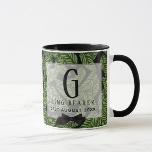 Mongram Green Leaf Tropical RING BEARER Wedding Tasse