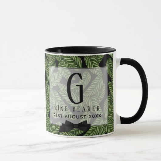 Mongram Green Leaf Tropical RING BEARER Wedding Tasse (Rechts)