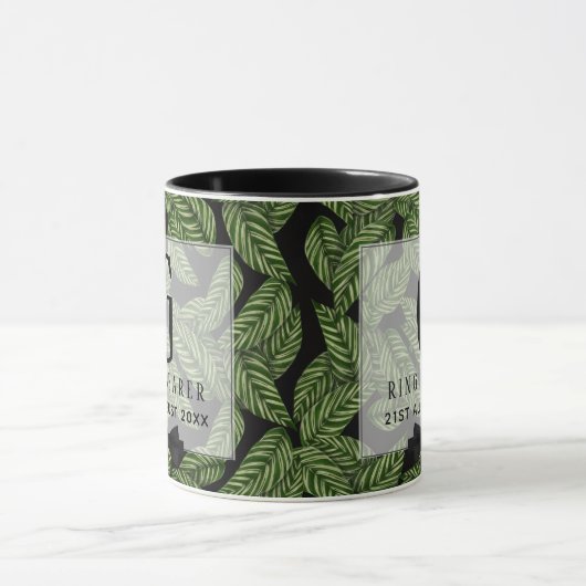 Mongram Green Leaf Tropical RING BEARER Wedding Tasse (Zentrum)
