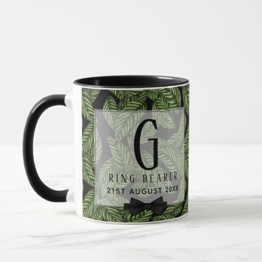 Mongram Green Leaf Tropical RING BEARER Wedding Tasse (Links)