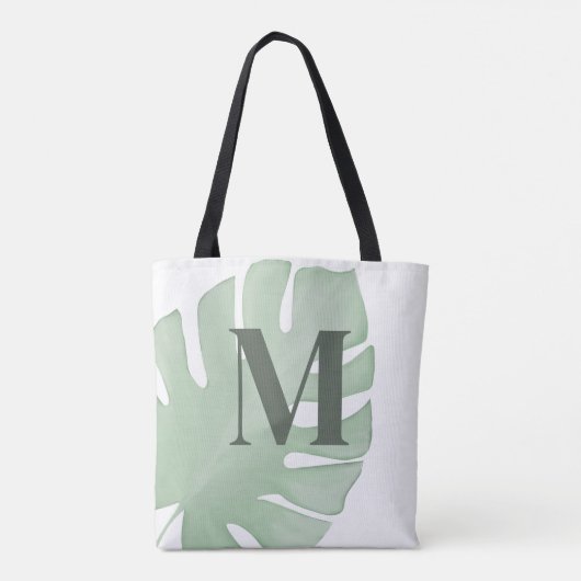 Mongram Green Tropen Palm Leaf Custom Tasche (Rückseite)