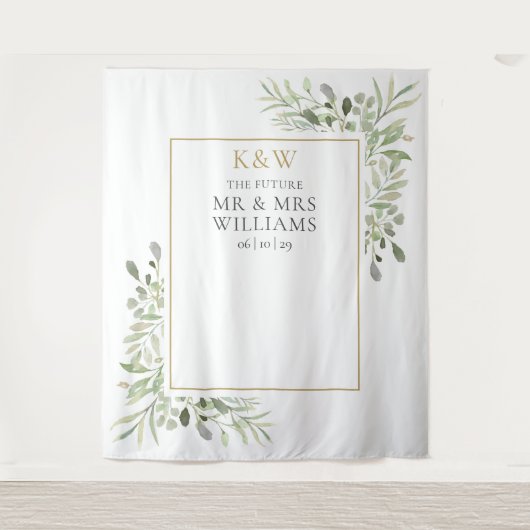 Mongram Greenery Couples Shower Foto Prop Wandteppich (Vorderseite)