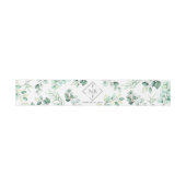 Mongram Greenery Eucalyptus Watercolor Wedding Einladungsbanderole (Flach)