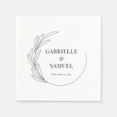 Mongram Halbkranz Minimal Hochzeitbride & Groom Serviette (Vorderseite)
