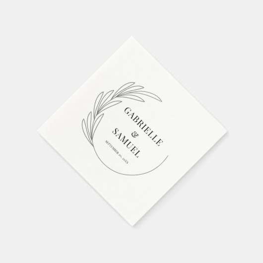Mongram Halbkranz Minimal Hochzeitbride & Groom Serviette (Ecke)