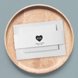 Mongram Heart Modern Wedding Einladungsbanderole