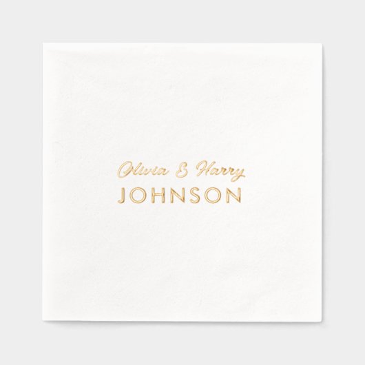 Mongram-Hochzeit: Elegantes Script Gold Servietten Mit Folie (Vorderseite)