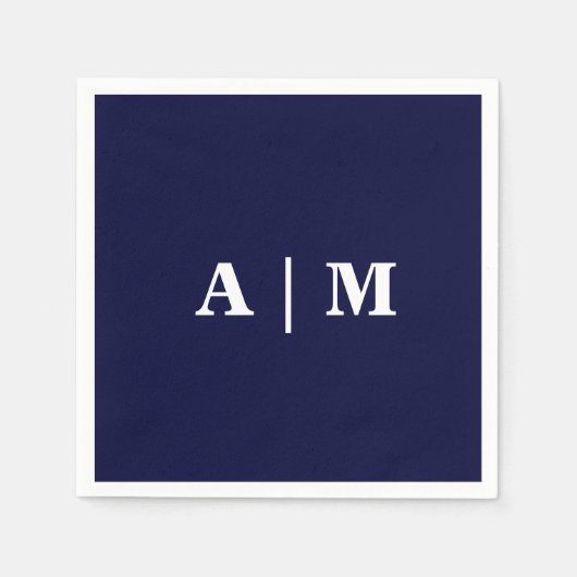 Mongram-Hochzeitcocktail der Marine Serviette (Vorderseite)