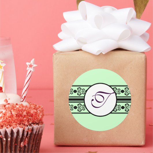 Mongram Hochzeitsgradminze Runder Aufkleber (Party)