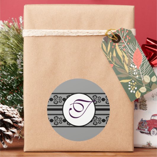 Mongram Hochzeitsgradminze Runder Aufkleber (Feiertag)