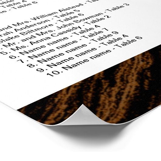 Mongram-Hochzeitstabelle für Herbstlaub Poster (Ecke)