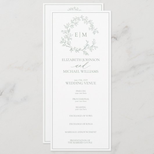 Mongram Hochzeitstich für das moderne Wappen mit g Programm (Vorne/Hinten)