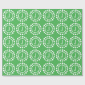 Mongram Holiday Green und White Wrapping Paper Geschenkpapier (Flach)