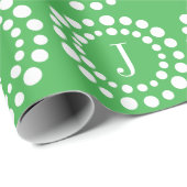 Mongram Holiday Green und White Wrapping Paper Geschenkpapier (Rolleneckpunkt)
