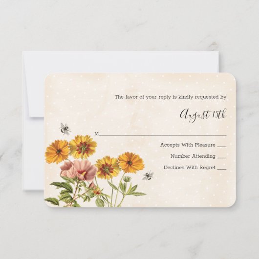 Mongram Honeybee Wedding Response Card UAWG RSVP Karte (Rückseite)