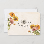 Mongram Honeybee Wedding Response Card UAWG RSVP Karte (Vorderseite)