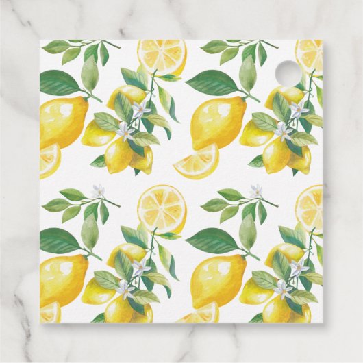 Mongram Lemon Blossoms Hochzeit Geschenkanhänger (Rückseite)