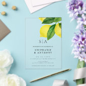 Mongram Lemon Citrus Branch Wedding Acryleinladungen (In Situ (Hochzeit))
