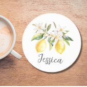 Mongram Lemon Frucht White Blume Tree Branch Getränkeuntersetzer