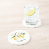Mongram Lemon Frucht White Blume Tree Branch Getränkeuntersetzer (Seite)