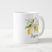 Mongram Lemon Frucht White Blume Tree Branch Jumbo-Tasse (Vorderseite Rechts)