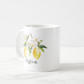 Mongram Lemon Frucht White Blume Tree Branch Kaffeetasse (Vorderseite Links)