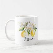 Mongram Lemon Frucht White Blume Tree Branch Kaffeetasse (Links)