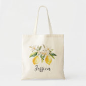 Mongram Lemon Frucht White Blume Tree Branch Tragetasche (Vorne)
