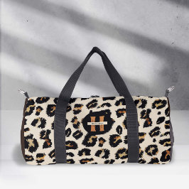 Mongram Leopard-Skin-Muster, moderner Tierstil Duffle Bag