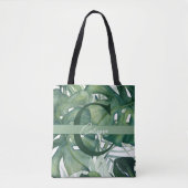 Mongram Letter Tropical Blätter Monstera Greenery Tasche (Vorderseite)