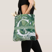 Mongram Letter Tropical Blätter Monstera Greenery Tasche (Von Nahem)