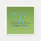 Mongram Lime Green Hochzeit Serviette (Vorderseite)