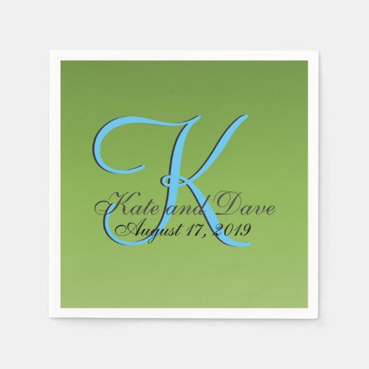Mongram Lime Green Hochzeit Serviette (Vorderseite)