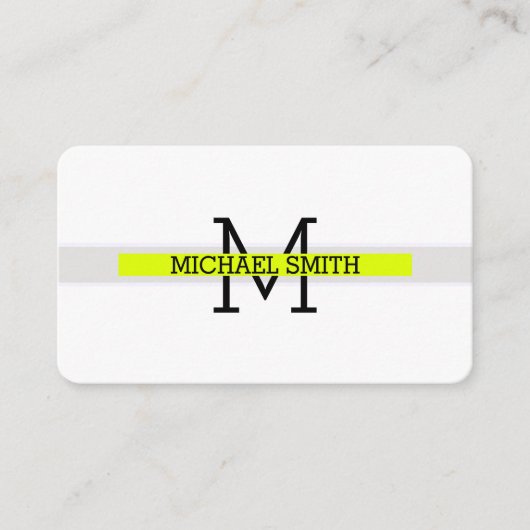 Mongram, Modern Chartreuse Horizontal Line Visitenkarte (Vorderseite)