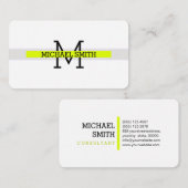 Mongram, Modern Chartreuse Horizontal Line Visitenkarte (Vorne/Hinten)