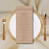 Mongram Modern Cream Taupe Wedding Menu Menükarte