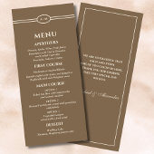 Mongram Modern Cream Taupe Wedding Menu Menükarte