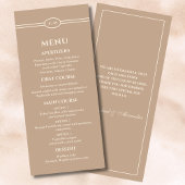 Mongram Modern Cream Taupe Wedding Menu Menükarte