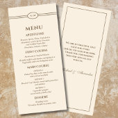 Mongram Modern Cream Taupe Wedding Menu Menükarte