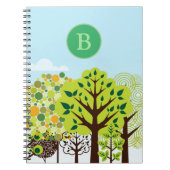 Mongram, Modern Forest Garden Art Green Nature Notizblock (Vorderseite)