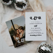 Mongram Modern Retro 70er Jahre Einladung zur Hoch