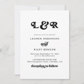 Mongram Modern Retro 70er Jahre Einladung zur Hoch (Vorderseite)