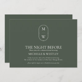 Mongram Moss Green Wedding Probe Dinner Einladung