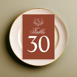 Mongram Motif von Burgundy Wedding Tischnummer