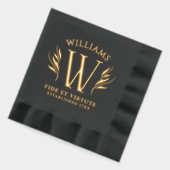 Mongram Motto: Elegant Leaf Surname Servietten Mit Folie (Links)