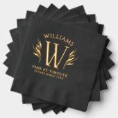 Mongram Motto: Elegant Leaf Surname Servietten Mit Folie (Insitu (Gestapelt))