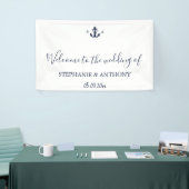Mongram Nautical Navy Blue Anchor Hochzeit Banner (Messeveranstaltung)