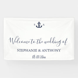 Mongram Nautical Navy Blue Anchor Hochzeit Banner