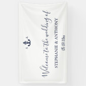 Mongram Nautical Navy Blue Anchor Hochzeit Banner (Vertikal)