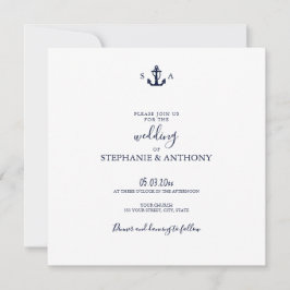 Mongram Nautical Navy Blue Anchor Hochzeit Einladung